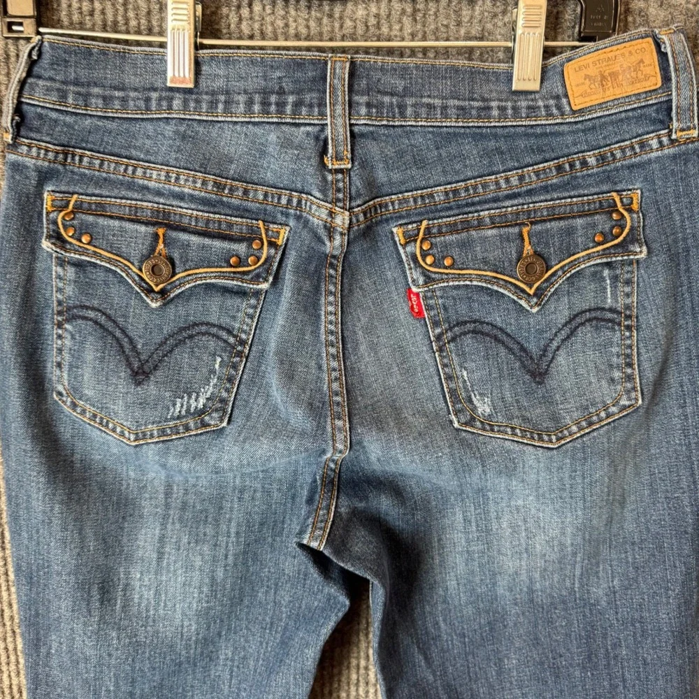 Levi's 515 Bootcut Jeans Women 6M Dark Wash Mid Rise Embellished‎ Pockets Denim